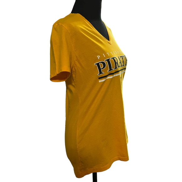 MLB Genuine Merchandise Yellow Pittsburgh Pirates V-Neck T-Shirt, Size M - Picture 2 of 6